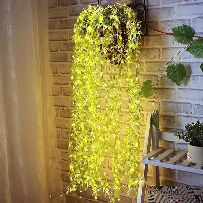 Leaf LED Curtain String Lights Warm White for Diwali 2025 | 8 Modes Plug-In Indian Fairy Home Decor
